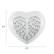 Angel Wings Pearl White Heart Small Cremation Urn - Dimensions