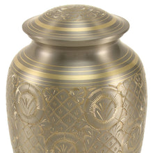 Polished Pewter Brass Ornate Adult Cremation Urn - Artistic