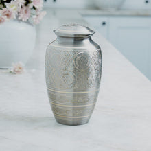 Polished Pewter Brass Ornate Adult Cremation Urn - Lifestyle