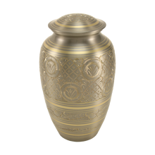 Polished Pewter Brass Ornate Adult Cremation Urn