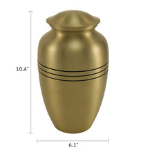 Classic Bronze Three Band Adult Cremation Urn - Dimensions