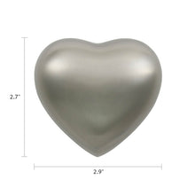 Brushed Pewter Heart Keepsake Urn - Dimensions