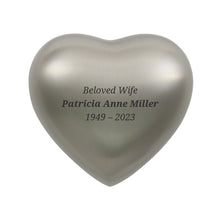Brushed Pewter Heart Keepsake Urn - Personalized