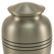 Pewter Brass Extra Large Pet Urn with Classic Three Bands - Artistic