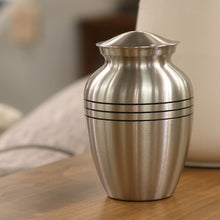 Pewter Brass Large Pet Urn with Classic Three Bands - Lifestyle