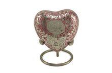 Brass Pewter Rose Engraved Heart Keepsake Urn - Artistic