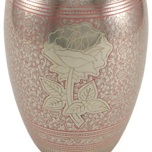 Pink Brass Rose Engraved Adult Cremation Urn - Artistic