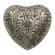 Silver Brass Oak Leaf Engraved Heart Keepsake Urn