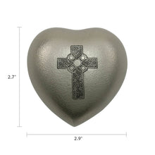 Celtic Cross Brass Heart Keepsake Urn - Dimensions