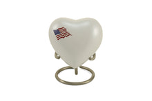 White Brass American Flag Heart Keepsake Urn - Artistic