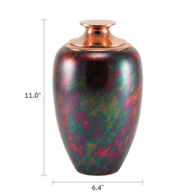 Textured Raku Brass Adult Cremation Urn with Copper Lid - Dimensions