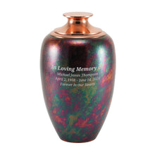 Textured Raku Brass Adult Cremation Urn with Copper Lid - Personalized
