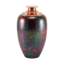 Textured Raku Brass Adult Cremation Urn with Copper Lid