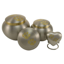 Pewter Two Bronze Paw Prints Small Pet Cremation Urn - Size