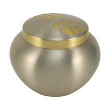 Pewter Two Bronze Paw Prints Small Pet Cremation Urn
