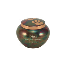 Raku Bronze Two Paw Prints Small Pet Cremation Urn - Personalized