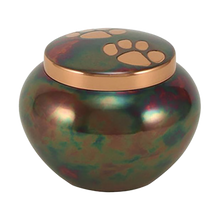 Raku Bronze Two Paw Prints Small Pet Cremation Urn