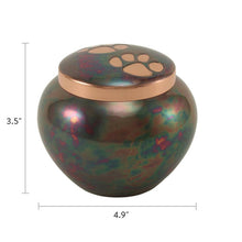 Raku Two Bronze Paw Print Medium Pet Cremation Urn - Dimensions