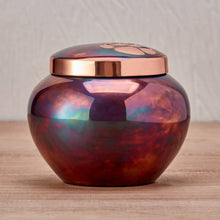 Raku Two Bronze Paw Print Medium Pet Cremation Urn - Lifestyle