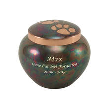 Raku Two Bronze Paw Print Medium Pet Cremation Urn - Personalized