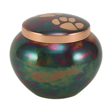 Raku Bronze Two Paw Print Large Pet Cremation Urn