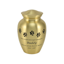 Classic Brass Paw Print Band Pet Large Cremation Urn - Personalized