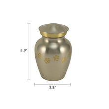 Classic Pewter Paw Print Band Small Pet Cremation Urn - Dimensions