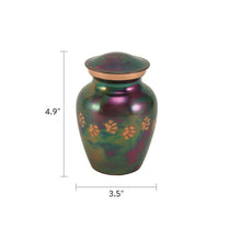 Classic Raku Paw Print Band Small Pet Cremation Urn - Dimensions