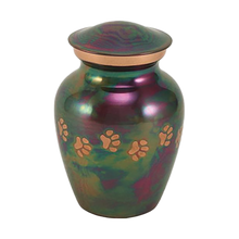 Classic Raku Paw Print Band Small Pet Cremation Urn