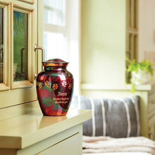 Classic Raku Paw Print Band Pet Large Cremation Urn - Lifestyle