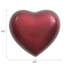Crimson Glossy Heart Small Pet Cremation Urn - Dimensions