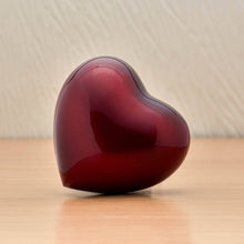 Crimson Glossy Heart Small Pet Cremation Urn - Lifestyle