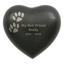 Two Pewter Paw Slate Heart Small Pet Cremation Urn - Personalized