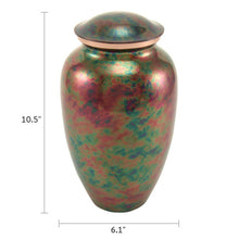 Multicolor Raku Stainless Steel Adult Cremation Urn - Dimensions