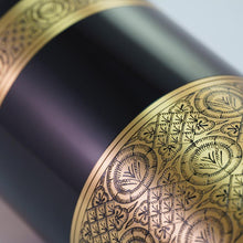 Black Brass Adult Cremation Urn with Vintage Floral Band - Artistic