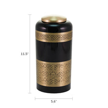 Black Brass Adult Cremation Urn with Vintage Floral Band - Dimensions