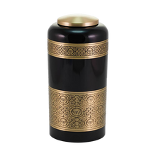 Black Brass Adult Cremation Urn with Vintage Floral Band