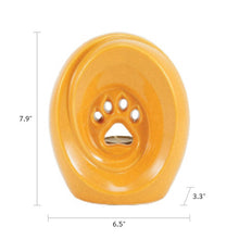 Amber Ceramic Medium Pet Urn with Tranquil Paw Design - Dimensions