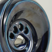 Blue Ceramic Medium Pet Urn with Tranquil Paw Design - Artstic