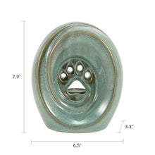 Rustic Teal Ceramic Medium Pet Urn with Tranquil Paw Design - Dimensons