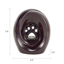 Violet Ceramic Medium Pet Urn with Tranquil Paw Design - Dimensions