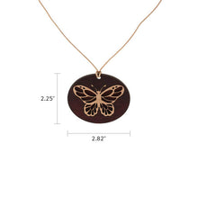 Dark Brown Wood Pendant with Butterfly Design - Dimensions