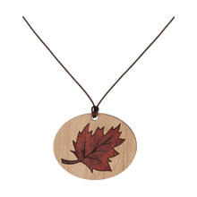 Natural Wood Pendant with Leaf Design