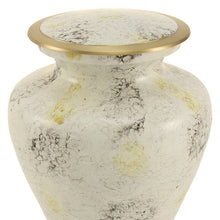 White Marble Aluminum Adult Cremation Urn with Brass Accents - Artistic