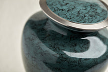 Gray Marble Aluminum Adult Cremation Urn with Brass Accents - Artistic