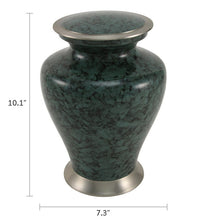 Gray Marble Aluminum Adult Cremation Urn with Brass Accents - Dimensions