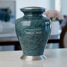 Gray Marble Aluminum Adult Cremation Urn with Brass Accents - Lifestyle