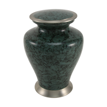 Gray Marble Aluminum Adult Cremation Urn with Brass Accents