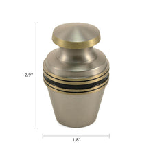 Metallic Pewter Brass Accent Band Keepsake Urn - Dimensions