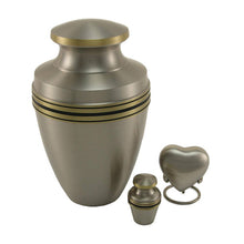 Metallic Pewter Brass Accent Band Keepsake Urn - Size